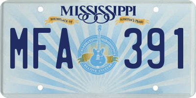 MS license plate MFA391