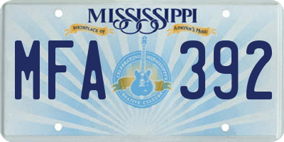 MS license plate MFA392