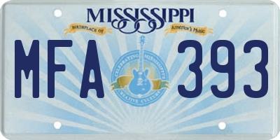 MS license plate MFA393