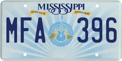 MS license plate MFA396