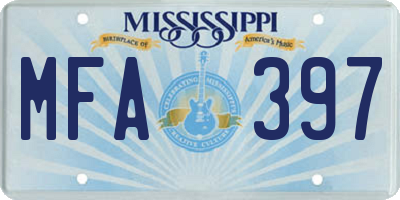 MS license plate MFA397