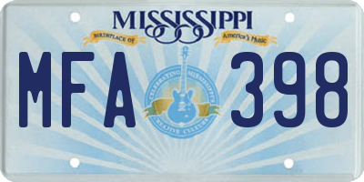 MS license plate MFA398