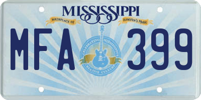 MS license plate MFA399