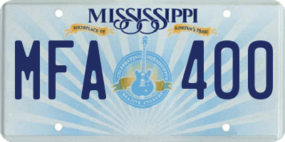 MS license plate MFA400