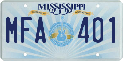 MS license plate MFA401