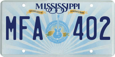 MS license plate MFA402