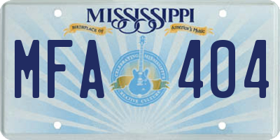 MS license plate MFA404