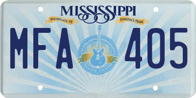 MS license plate MFA405