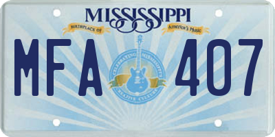 MS license plate MFA407