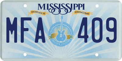 MS license plate MFA409