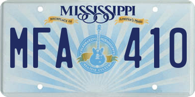 MS license plate MFA410