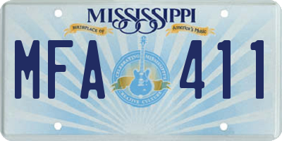 MS license plate MFA411