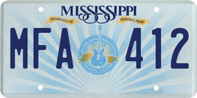 MS license plate MFA412