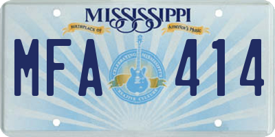 MS license plate MFA414