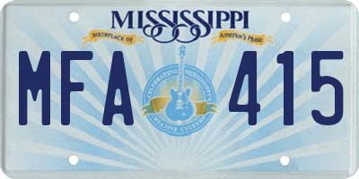 MS license plate MFA415