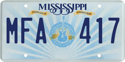 MS license plate MFA417