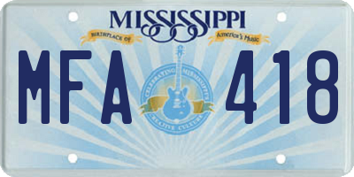 MS license plate MFA418
