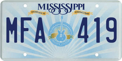 MS license plate MFA419