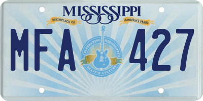 MS license plate MFA427