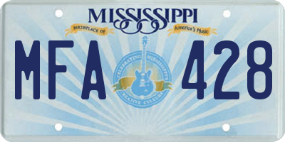 MS license plate MFA428