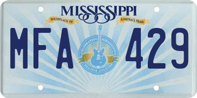 MS license plate MFA429