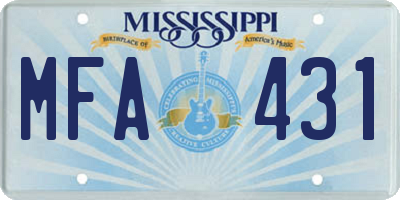MS license plate MFA431