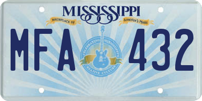 MS license plate MFA432