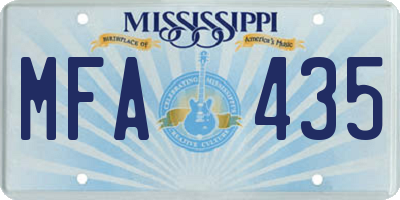MS license plate MFA435