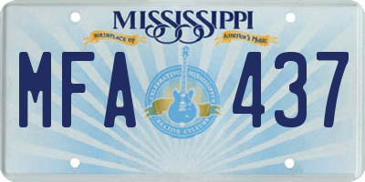 MS license plate MFA437