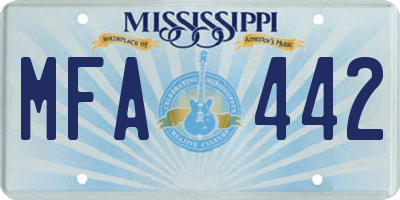 MS license plate MFA442