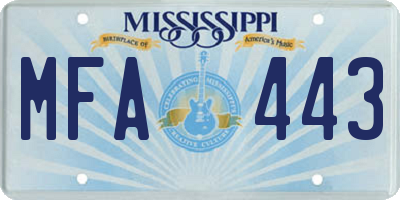 MS license plate MFA443