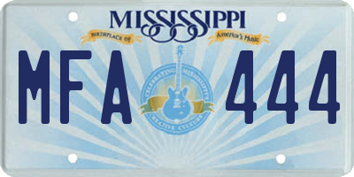 MS license plate MFA444