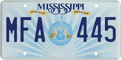 MS license plate MFA445
