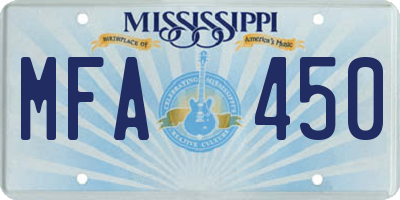 MS license plate MFA450