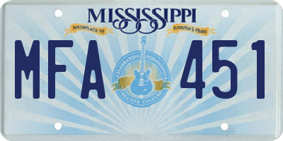 MS license plate MFA451