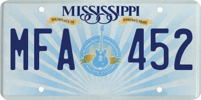 MS license plate MFA452