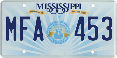 MS license plate MFA453