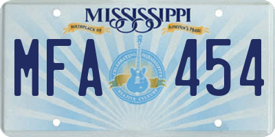 MS license plate MFA454