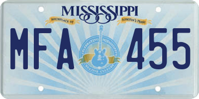 MS license plate MFA455