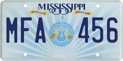 MS license plate MFA456