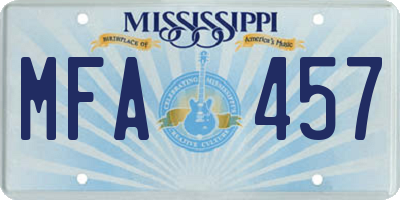 MS license plate MFA457