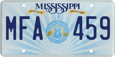 MS license plate MFA459