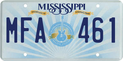 MS license plate MFA461