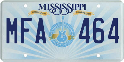 MS license plate MFA464