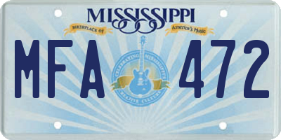 MS license plate MFA472