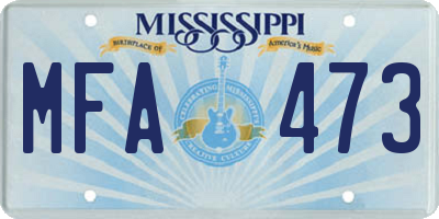 MS license plate MFA473
