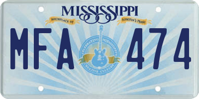 MS license plate MFA474
