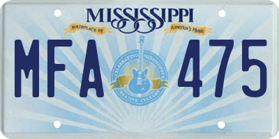 MS license plate MFA475