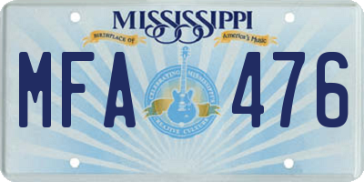MS license plate MFA476