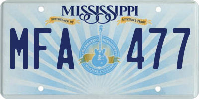 MS license plate MFA477